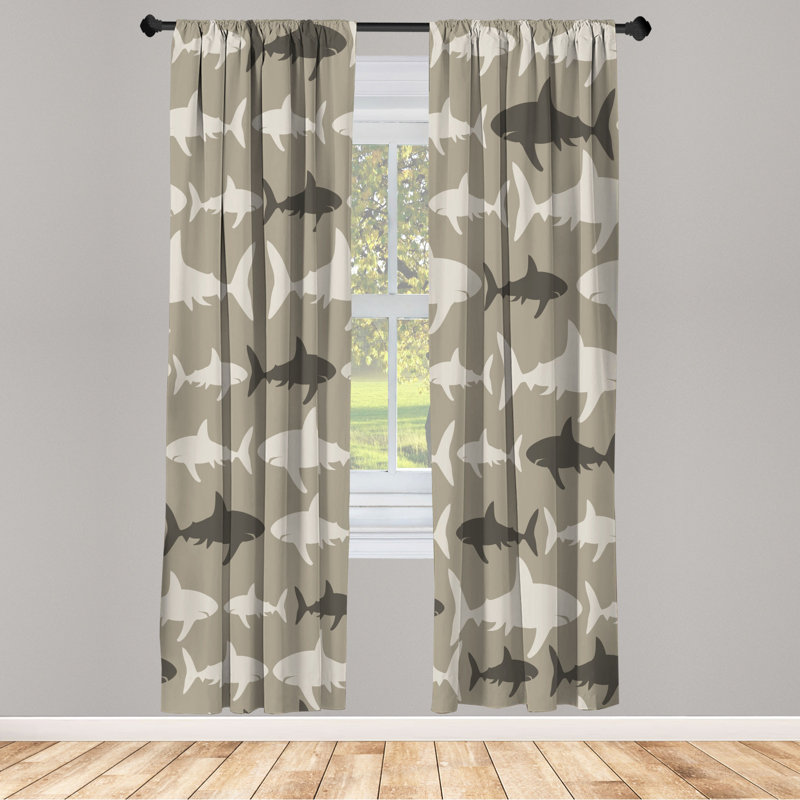 Microfiber Floral Semi-Sheer Rod Pocket Curtain Panels, 28" W x 84" L, Khaki