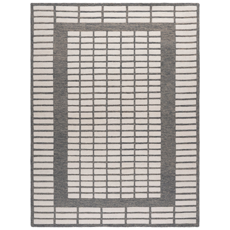 Ebony Hand Tufted Wool Geometric Indoor Rug, Rectangle 8' x 10'