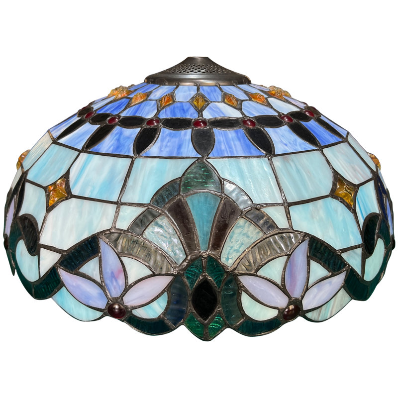 Abat-jour en verre coloré de 16 pouces de style Tiffany