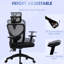 Fauteuil ergonomique pour le travail de bureau, dossier haut avec support lombaire, hauteur réglable de l'accoudoir et du siège, fauteuil de bureau noir