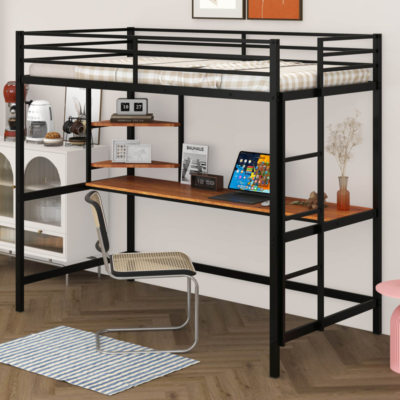 Lit mezzanine enfants aires, Noir, Lit simple