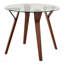 Table de salle à manger ronde Mid-Century moderne en bois de noyer et verre transparent
