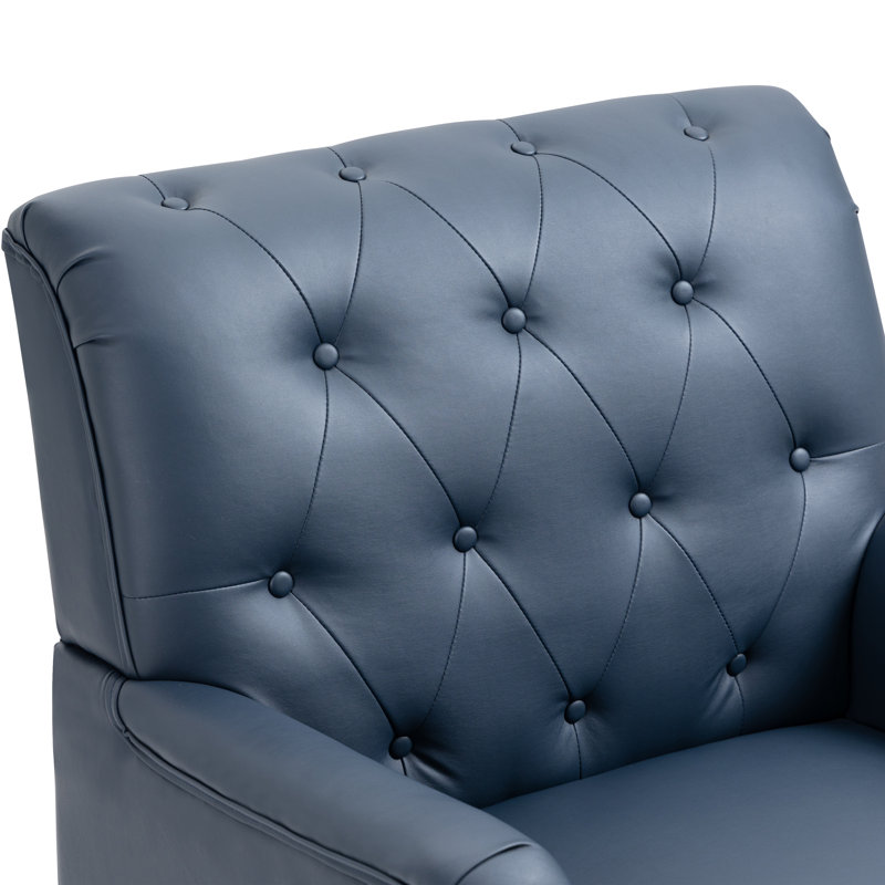 Annalese 28.5'' Wide Modern Leather Armchair, Dark Blue
