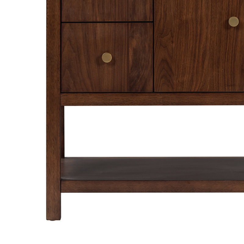 Zoe 48'' Walnut Single Bathroom Vanity Base with Gold Hardware