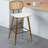 26" Modern Upholstered Low Back Rattan Wood Counter Height Stool-96885271-101069453
