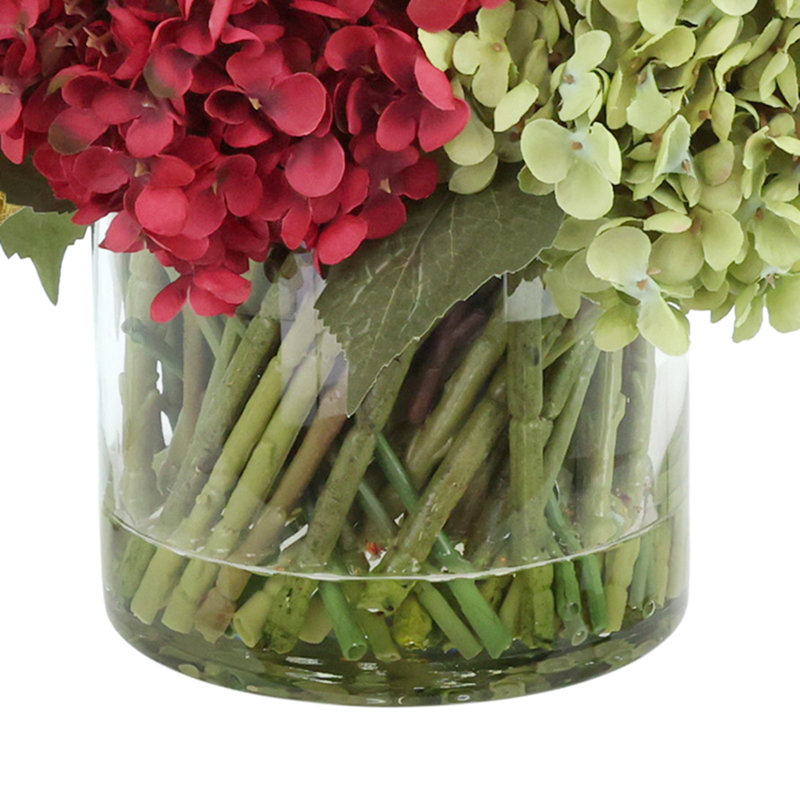 Fall Hydrangea and Heather Arrangement in Decorative Vase