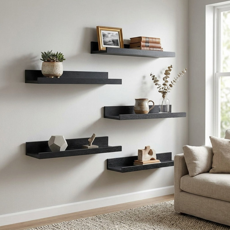 6 Piece Wood Floating Shelf