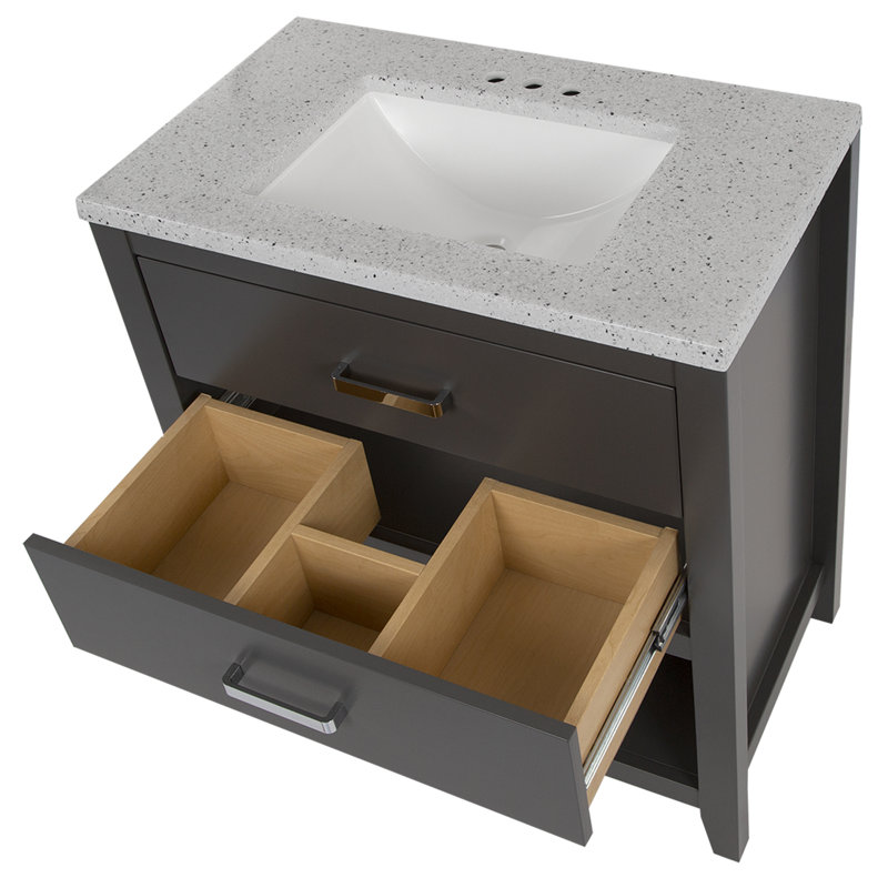 Meuble-lavabo simple 30,5 po avec plateau en marbre de culture