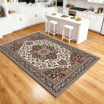 Tapis de salon rétro Vintage - Grand tapis de maison de campagne antique oriental lavable à la main doux - Tapis de décoration de sol intérieur - Beige