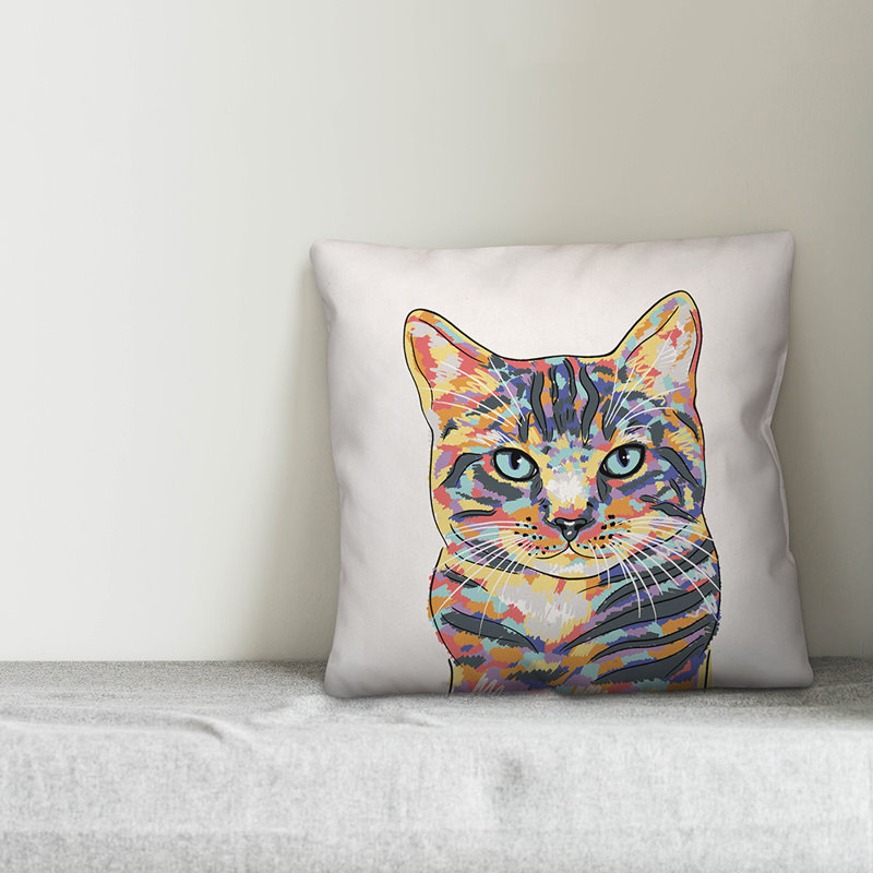  Coussin Cat, Polyester/Mélange de polyester, 18 po x 18 po