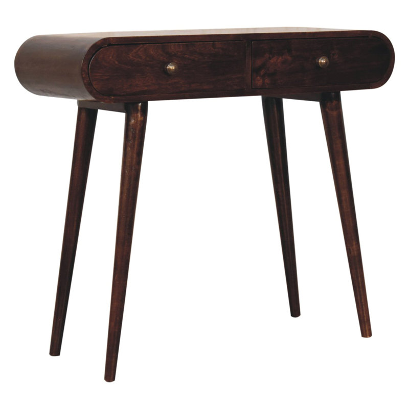 Console en bois massif noyer californien à bord courbé
