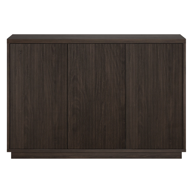 48" Fluted Buffet Table with Adjustable Shelves & Cable Management — Alder Brown Transitional Sideboard for Dining Room | Alston
