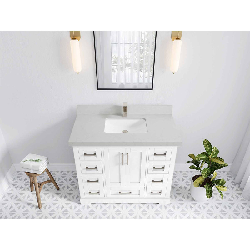 Ensemble de meuble-lavabo simple 42 po, Quartz de Carrare