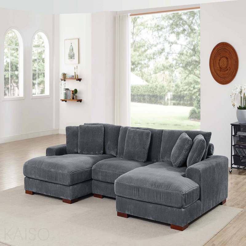 Grand canapé modulaire à double assise en velours côtelé Large Seating