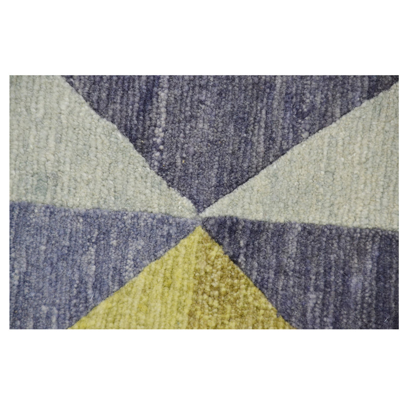 Wool Geometric Area Rug, Round 6'