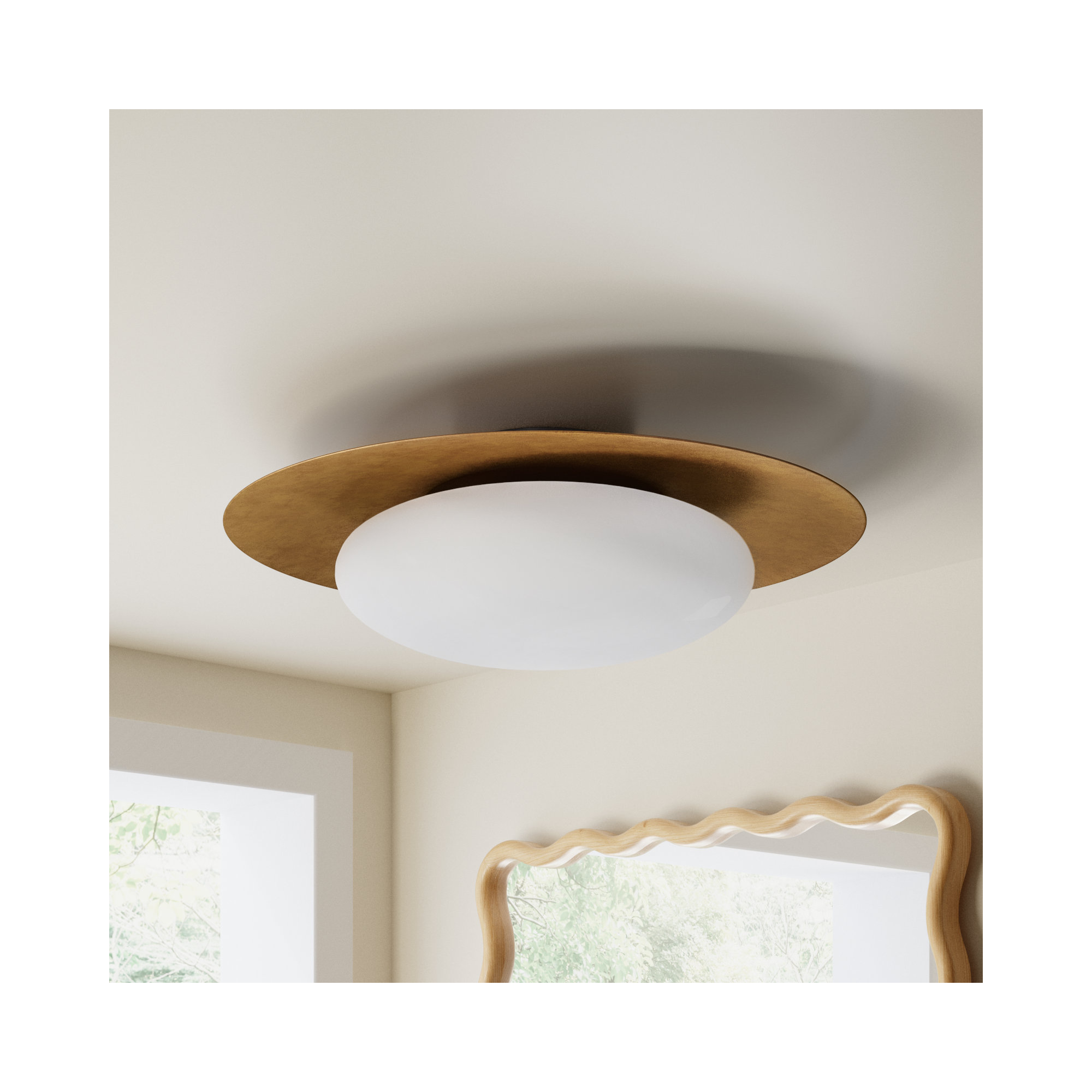 Haines Single Light Glass LED Flush Mount, 7.25" H x 24" W x 24" D