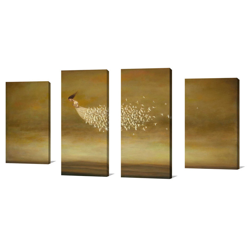 "Freeform" par Duy Huynh, ensemble de 4 reproductions sur toiles, H 38 po x l 72 po x P 1,5 po