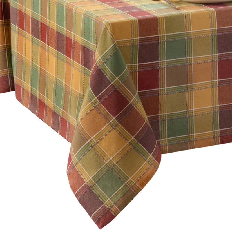Douai Harvest Plaid Cotton Tablecloth, 70"  x 52" Rectangle