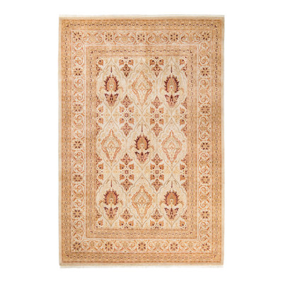 Tapis unique brun / rouge noué à la main de conception unique Oakhur 6 pi 1 po x 9 pi 2 po