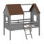 Lit mezzanine simple en bois avec deux fenêtres latérales