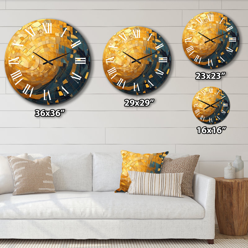 Horloge murale dorée et noire cubiste Visions VI, Grand