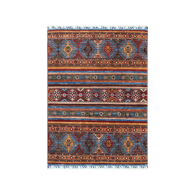 Tapis en laine noué à la main 3 pi 5 po x 5 pi Super Kazak Khorjin F567B4F5A5A64145A58A0AAE047657B2