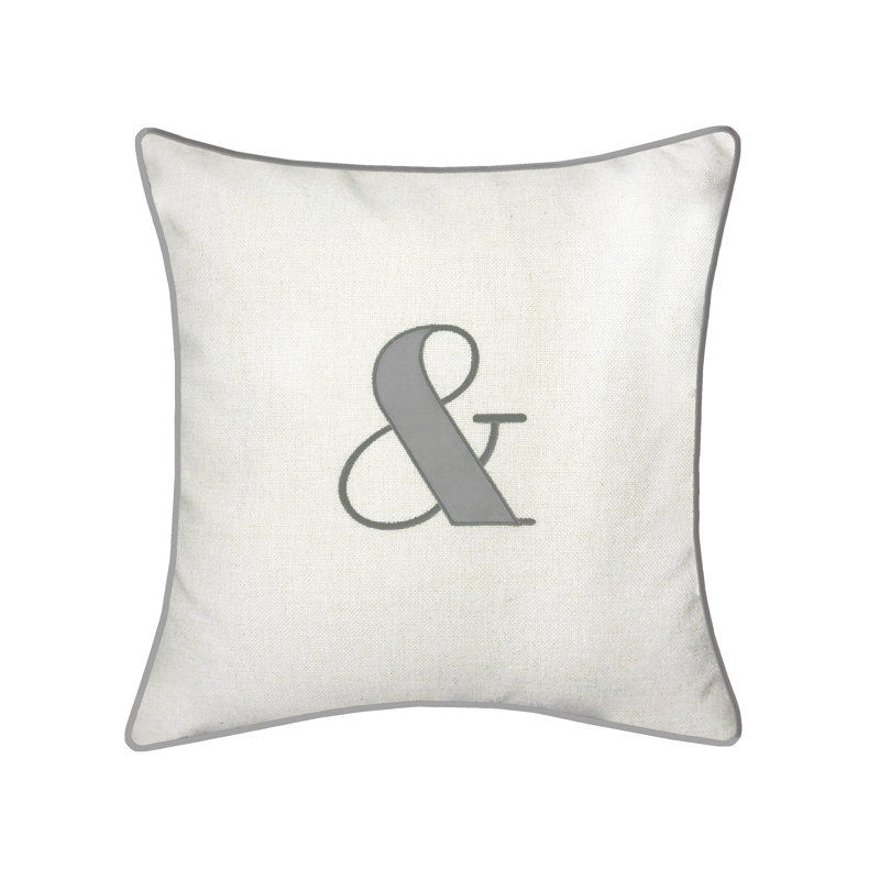 Edie@Home Embroidered Reversible Throw Pillow, Gray, &