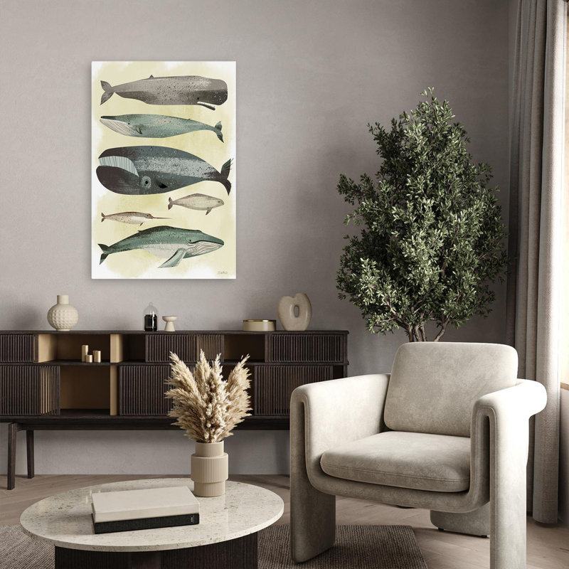 Baleines - Illustration d'animaux, baleines, H 36 po x l 24 po