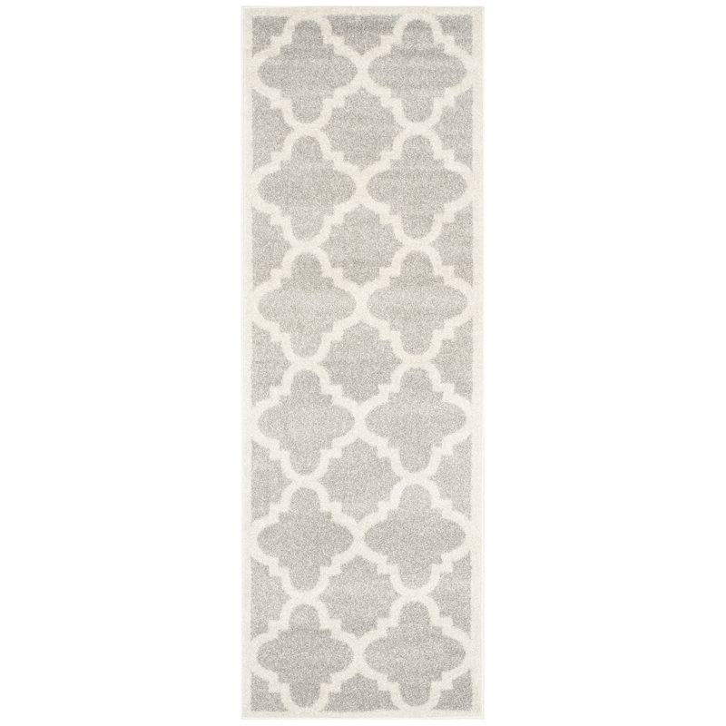 Tapis géométrique gris clair / beige Ammundsen, Tapis de couloir 2 pi 3 po x 7 pi