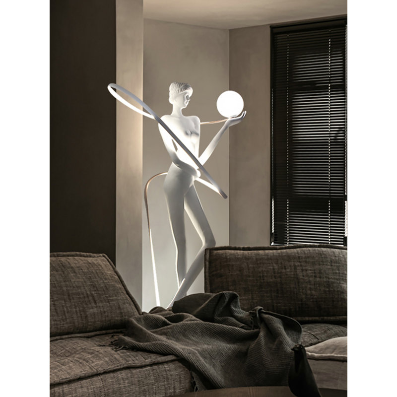 Minimalist Modern Fiberglass Resin Floor Lamp, White