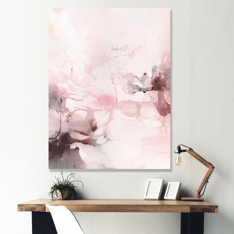 «Pink Delicate Abstract Marble V», reproduction d'art sur toile abstraite, H 40 po x l 30 po x P 1,5 po, Toile tendue