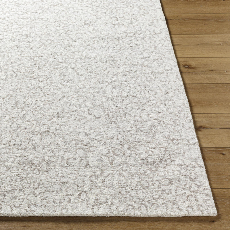 Tapis en laine touffeté à la main en argent clair / gris argenté Buckholts, Rectangle 2 pi x 3 pi