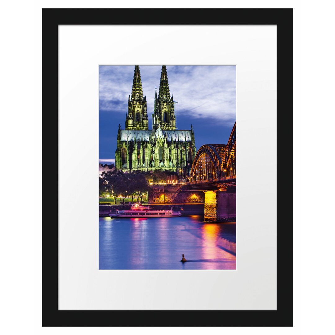 Gerahmtes Poster Hohenzollernbrücke bei Nacht