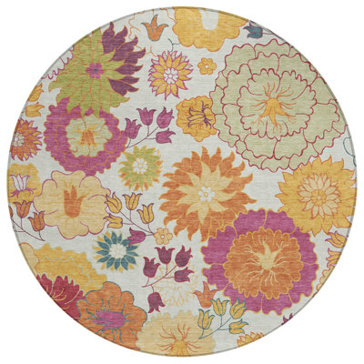 Machine Washable Indoor/Outdoor Chantille ACN2293 Floral Rug
