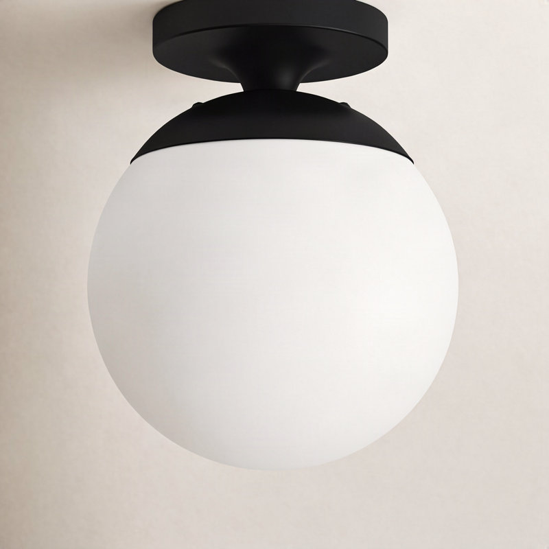 Meri Glass Semi Flush Mount, White, No, Midnight Black