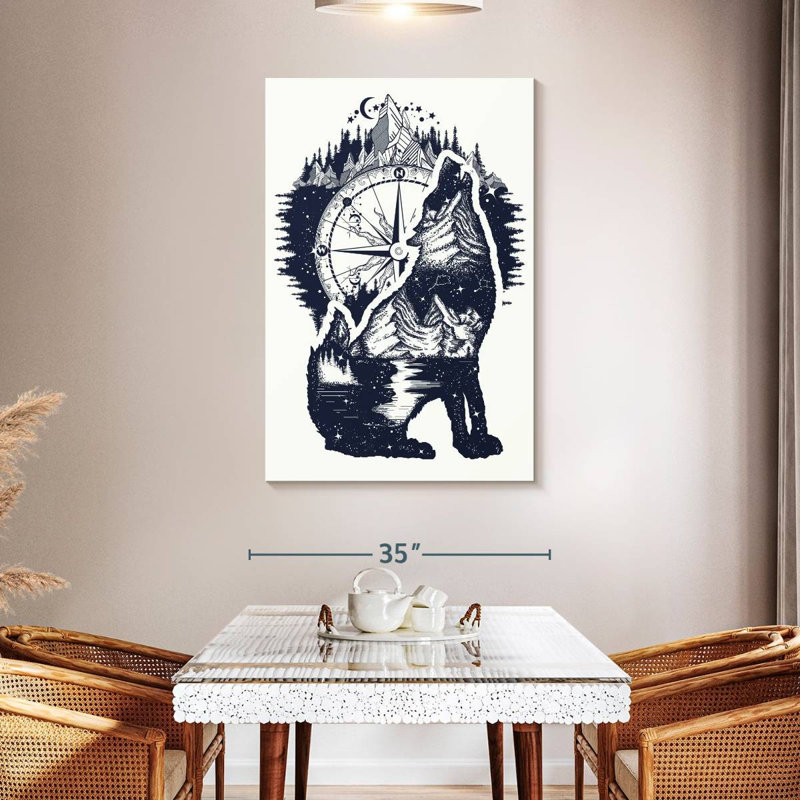 Brampt Howling Mountain Wolf, 48" H x 32" W