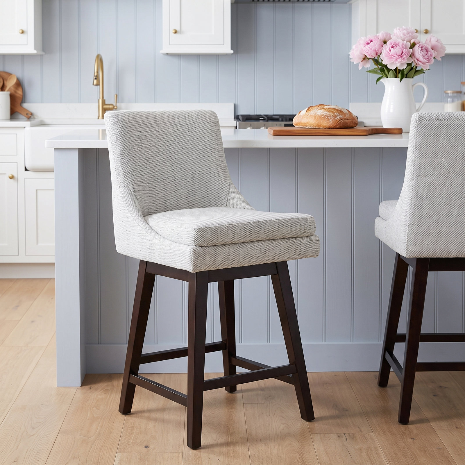 Zahara 26" Swivel Bar Stool, Prestige Ivory Basketweave/Brown