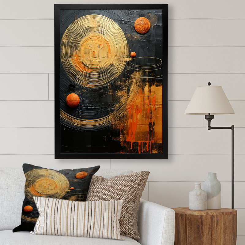 Yellow Black Neptune Saturns Sonata II - Neptune Canvas Prints, Cadre photo noir, H 20 po x l 12 po x P 1 po