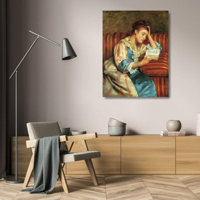 Canora Grey Cassatt, Mary Gallery Wrapped Canvas Art Titled: Mrs Duffee Seated On A Striped Sofa