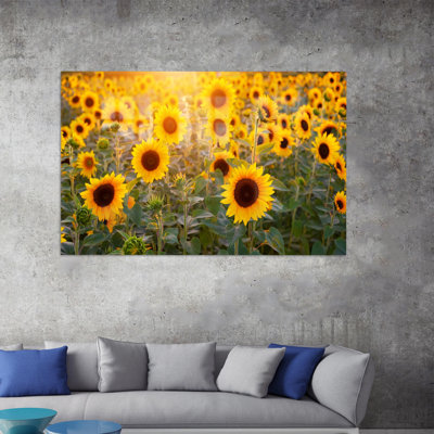 Art mural minimaliste avec motif de tournesol idéal pour le décor de la cuisine avec impression sur mesure en verre sur mur de verre