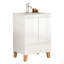 Ensemble de meuble-lavabo moderne 24 po avec lavabo, meuble-lavabo avec 2 portes et 1 tiroir, système anti-égratignure, conception sans poignée, pieds en bois massif naturel, lavabo en céramique, assemblage facile
