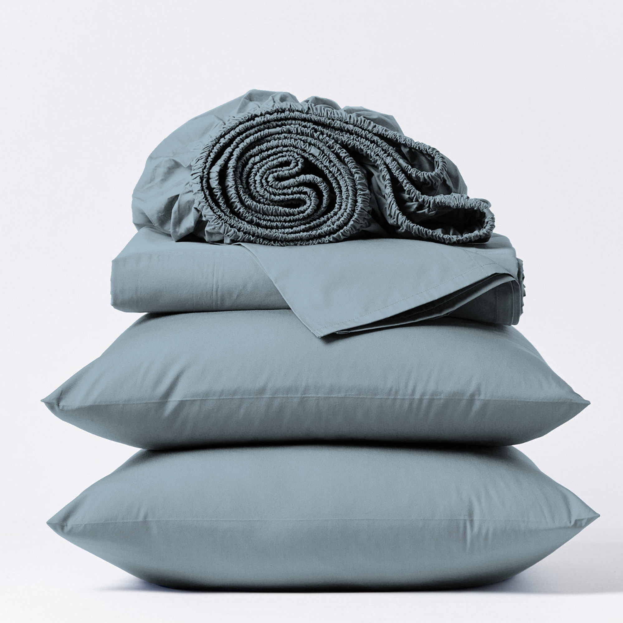 Adelaja 300 Thread Count Organic 100% Cotton Cool & Crisp Percale Weave Sheet Set, Full, Aqua