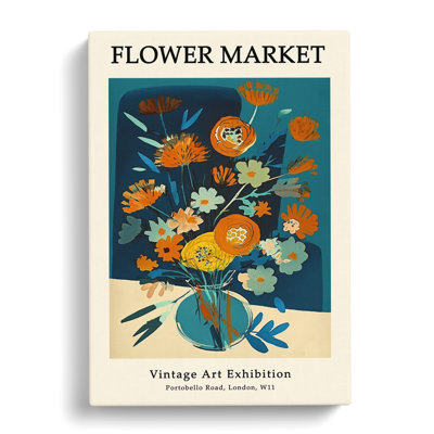 Vintage Flower Market Exhibition No.4 - Wrapped Canvas