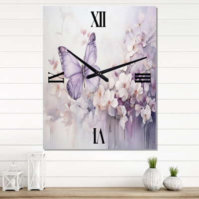 Papillon mauve Enchanted Flight II - Horloges murales animaux