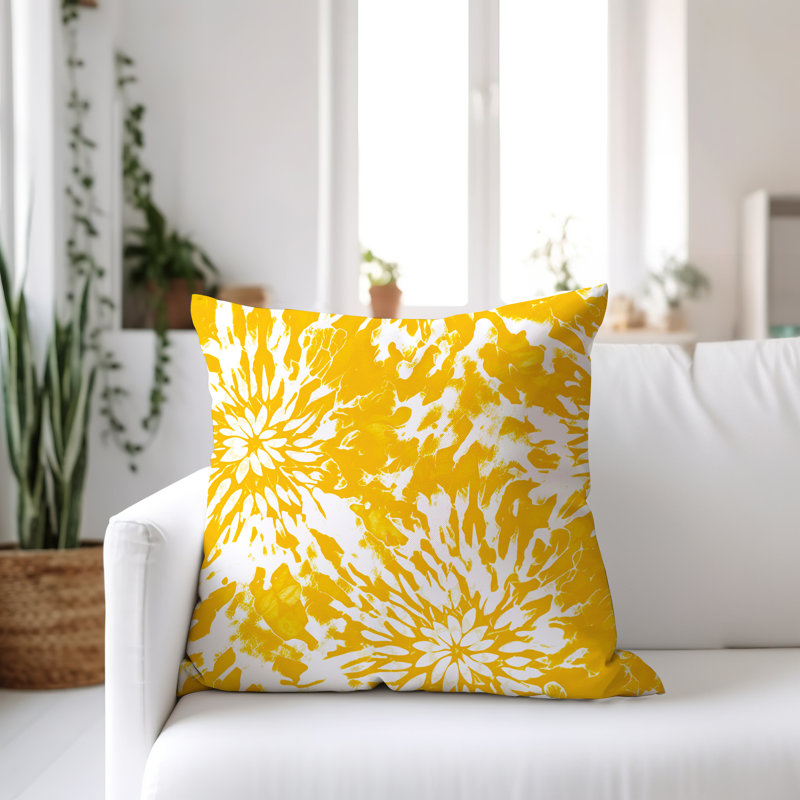 Lorcan Outdoor Reversible Throw Pillow, Yellow/White, 15"H x 15"W