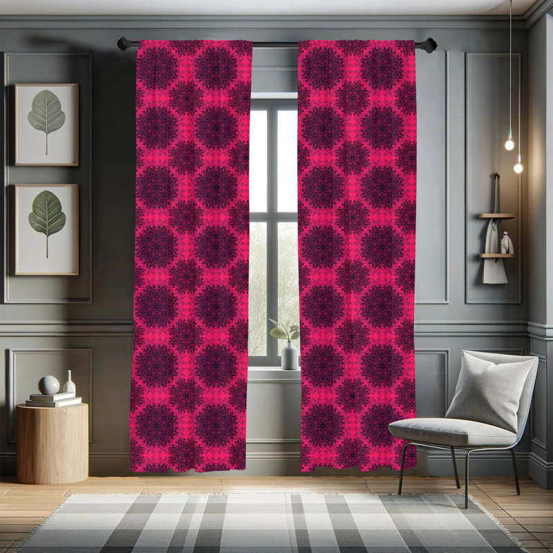 Geometric Semi-Sheer Rod Pocket Curtain Panels, 28" W x 63" L