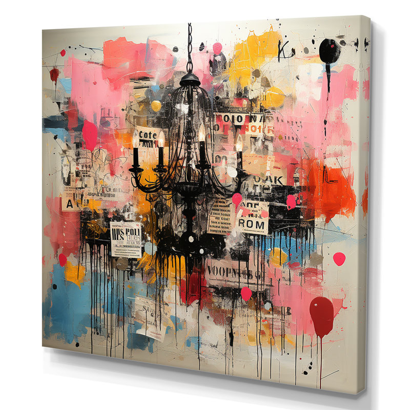 Lustre Pop Art en rose II - lustre mural, Toile tendue, 16" H x 16" W