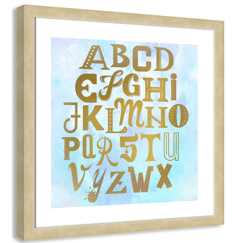 Abc Blue », impression sur papier, Encadré plat champagne, H 22,5 po x l 22,5 po x P 0,6 po