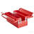 Tool Box 14-Inch 2-Tier 3-Tray Folding Cantilever Toolbox With Handle Red