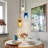 3-Light Dimmable Clear Amber Gradient Blue Textured Glass Pendant